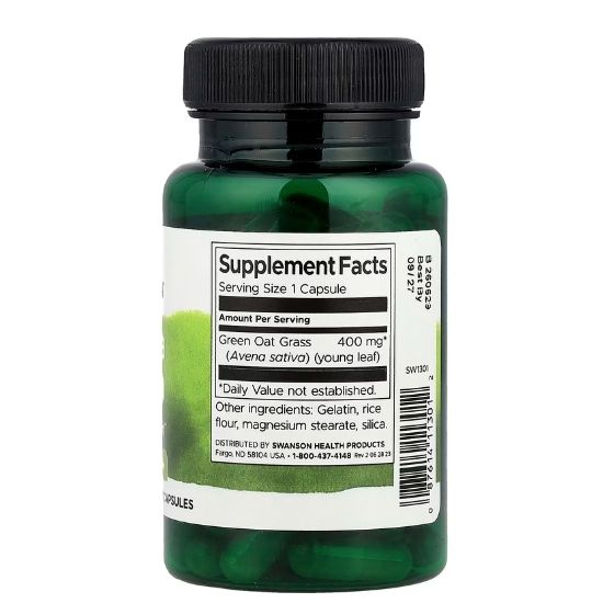 Full Spectrum Avena Sativa (Green Oat Grass), 400mg, 60 caps, Swanson - Vitax.ro