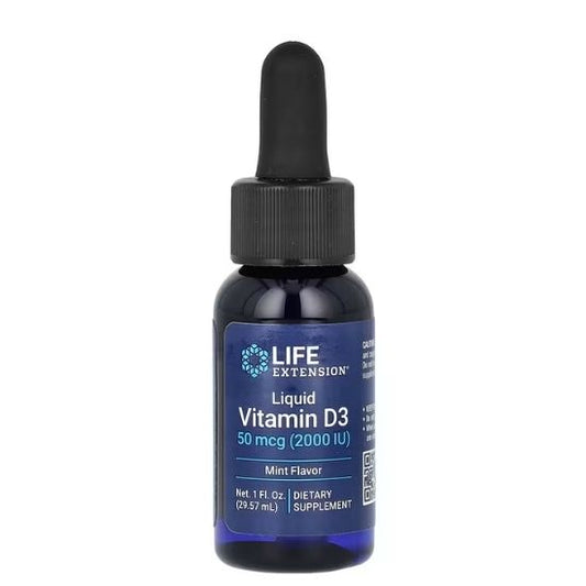 Liquid Vitamin D3, 50mcg (Mint), 29 ml, Life Extension - Vitax.ro