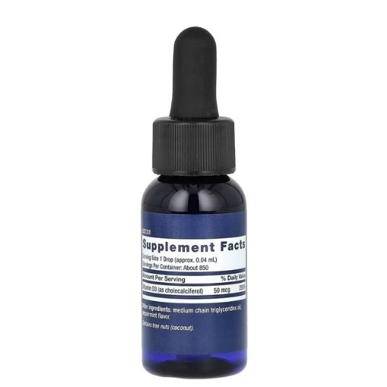 Liquid Vitamin D3, 50mcg (Mint), 29 ml, Life Extension - Vitax.ro