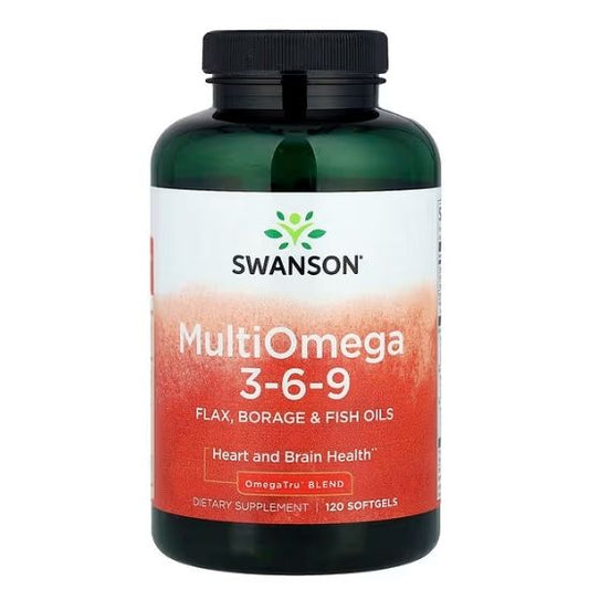MultiOmega 3-6-9 - Flax & Borage & Fish Oils, 120 softgels, Swanson - Vitax.ro