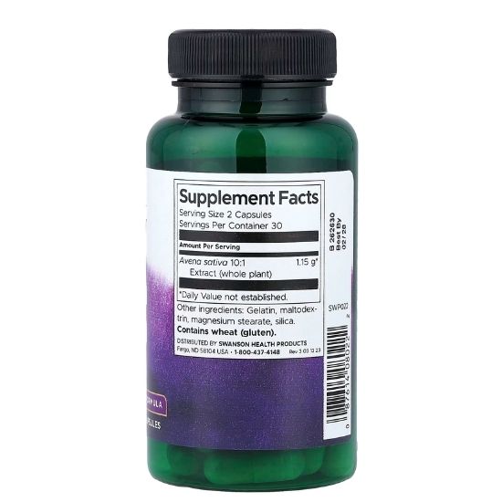 Avena Sativa, 575mg, 60 caps, Swanson - Vitax.ro
