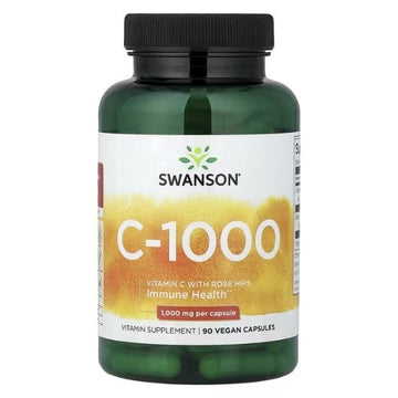 Vitamin C with Rose Hips Extract, 1000mg, 90 caps, Swanson - Vitax.ro