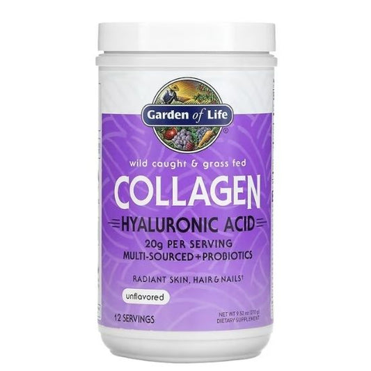 Wild Caught & Grass Fed Collagen with Hyaluronic Acid Powder, 270g, Garden of Life - Vitax.ro