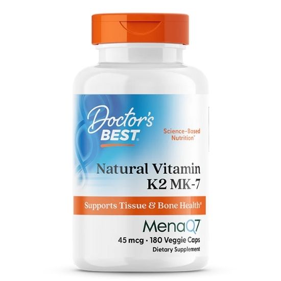 Natural Vitamin K2 MK7 cu MenaQ7, 45mcg, 180 vcaps, Doctor's Best - Vitax.ro