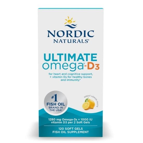 Ultimate Omega-D3 Fish Oil, 1280mg Lemon, 120 softgels, Nordic Naturals - Vitax.ro