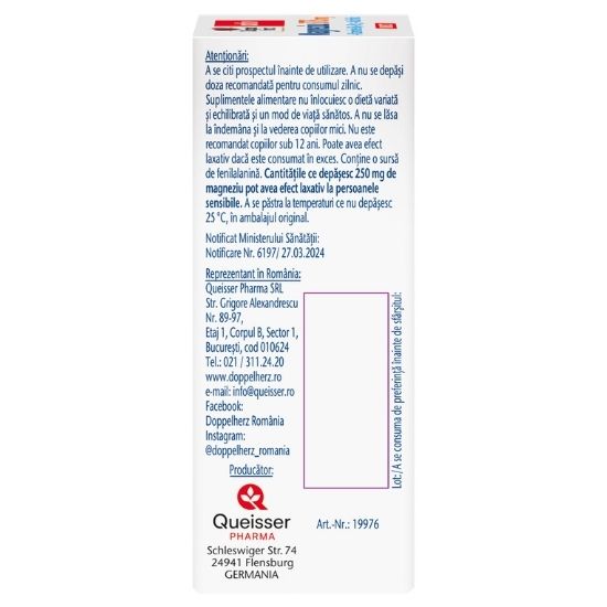 Magneziu 375 mg + Vitaminele B6 + B12 + Acid folic, Direct, 20 plicuri, Doppelherz - Vitax.ro