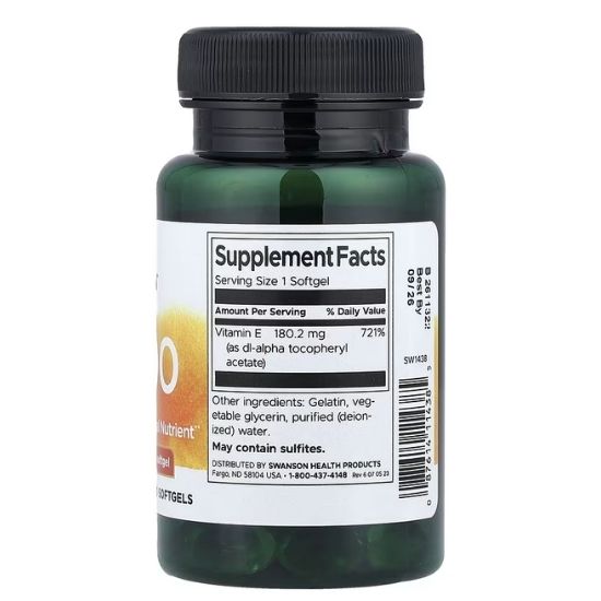 Vitamin E, 400 IU, 60 softgels, Swanson - Vitax.ro