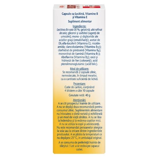 Lecitina + Vitamina B si E, 40 capsule, Doppelherz - Vitax.ro