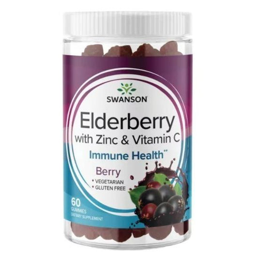 Elderberry Gummies with Zinc & Vitamin C, Berry, 60 gummies, Swanson - Vitax.ro