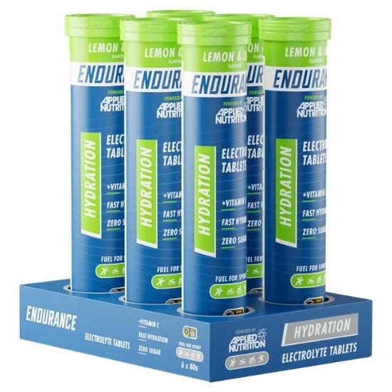 Endurance Hydration Electrolyte Effervescent Tablets, Lemon & Lime, 6 x 20 tabs, Applied Nutrition