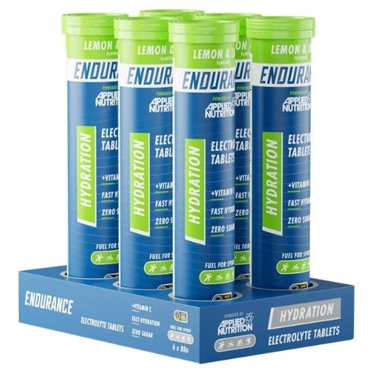 Endurance Hydration Electrolyte Effervescent Tablets, Lemon & Lime, 6 x 20 tabs, Applied Nutrition