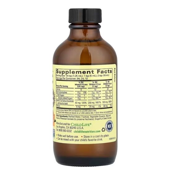 Vitamin C 250mg - Copii, Gust de Portocale, 118 Ml, Childlife Essentials - Vitax.ro