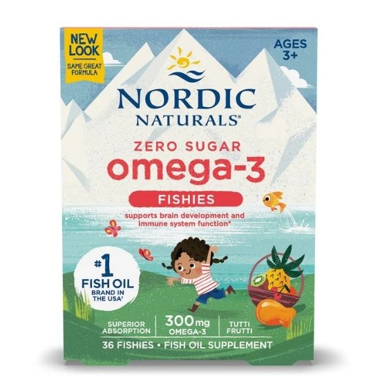 Zero Sugar Omega-3 Fishies, 300mg, Tutti Frutti Taste, 36 fishies, Nordic Naturals - Vitax.ro