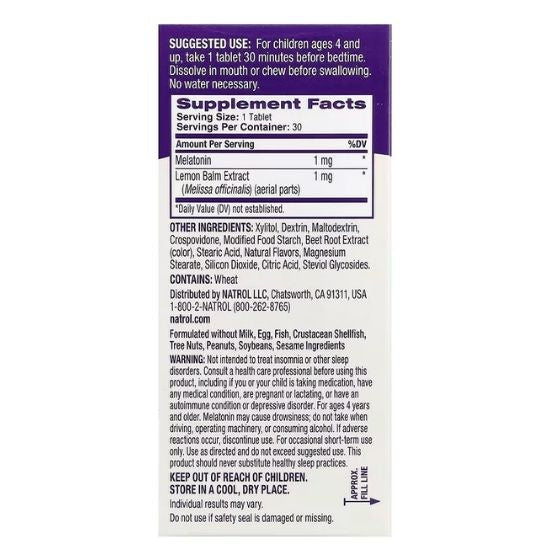 Kids Melatonin, Strawberry, 30 tabs, Natrol