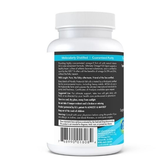Ultimate Omega-D3 Sport, 1480mg Lemon, 60 softgels, Nordic Naturals - Vitax.ro