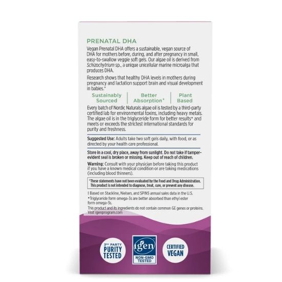 Prenatal DHA Vegan, 500mg, 60 softgels, Nordic Naturals - Vitax.ro