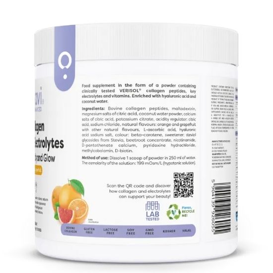 Collagen Electrolytes Vitality and Glow, Orange & Grapefruit, 300g, Osavi - Vitax.ro