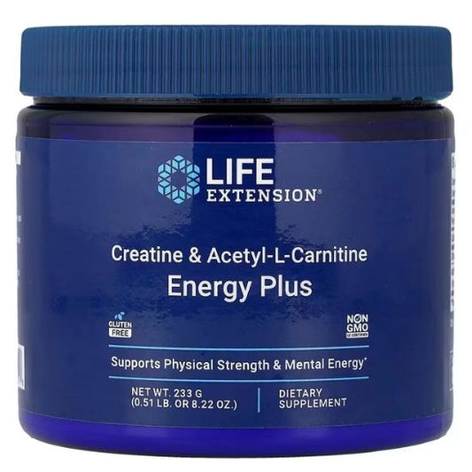 Creatine & Acetyl-L-Carnitine Energy Plus, 233g, Life Extension - Vitax.ro