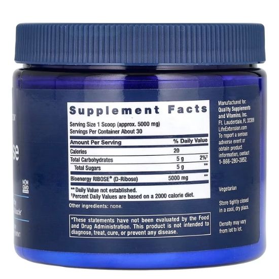 D-Ribose Powder, 150g, Life Extension - Vitax.ro