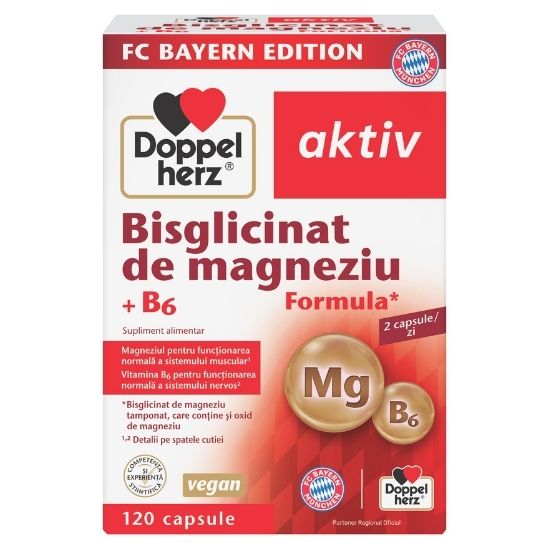 Bisglicinat de magneziu + B6, 120 capsule, Doppelherz | Vitax.ro