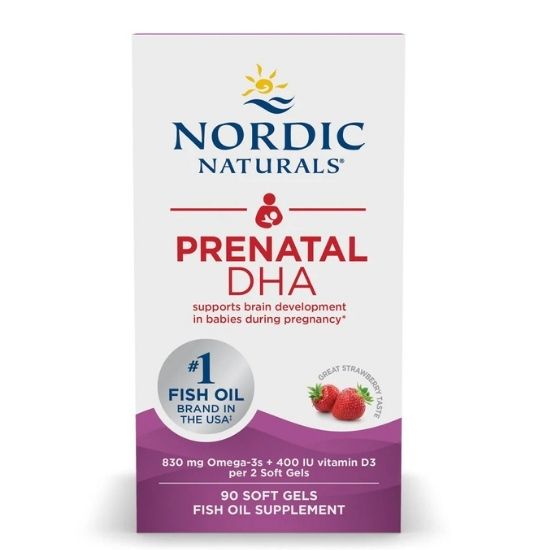 Prenatal DHA, 830mg Strawberry, 90 softgels, Nordic Naturals - Vitax.ro