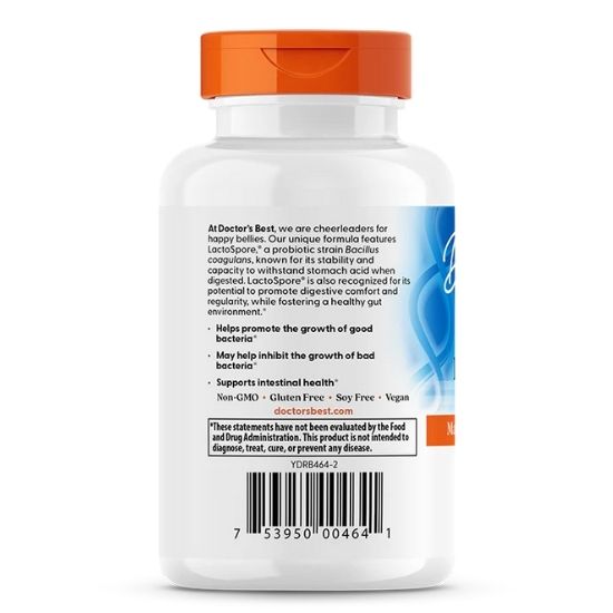 Digestive Health Probiotic 2 Billion with LactoSpore, 60 vcaps, Doctor's Best - Vitax.ro