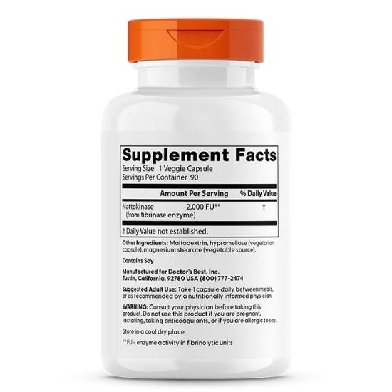 Nattokinase 2000 FUs, 90 vcaps, Doctor's Best - Vitax.ro