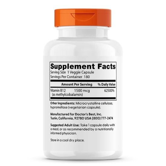 Fully Active B12, 1500mcg, 180 vcaps, Doctor's Best - Vitax.ro