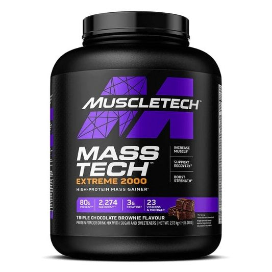 Mass-Tech Extreme 2000, Triple Chocolate Brownie, 2720g, MuscleTech - Vitax.ro