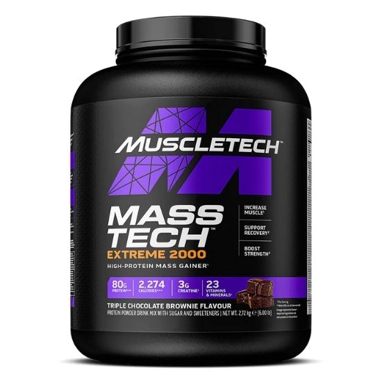 Mass-Tech Extreme 2000, Triple Chocolate Brownie, 2720g, MuscleTech - Vitax.ro