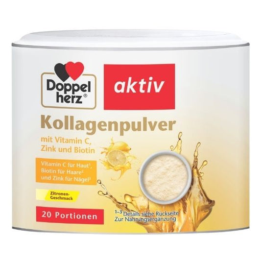 Kollagen Pudra cu Vitamina C, Zinc și Biotină, lamaie, 150g, Doppelherz