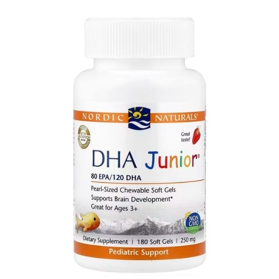 DHA Junior, Strawberry, 180 softgels, Nordic Naturals - Vitax.ro