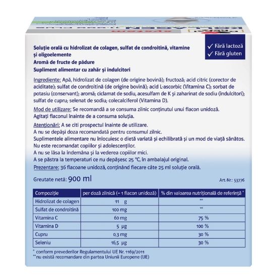 Kollagen 11000 Plus, 25 ml, 36 flacoane unidoza, Doppelherz - Vitax.ro