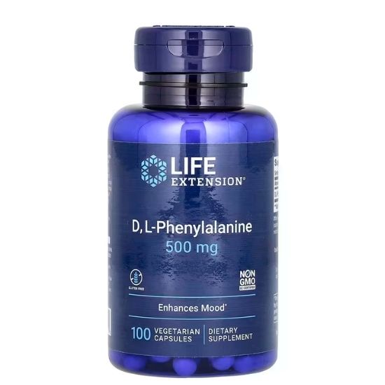 D L-Phenylalanine, 500mg, 100 vcaps, Life Extension - Vitax.ro