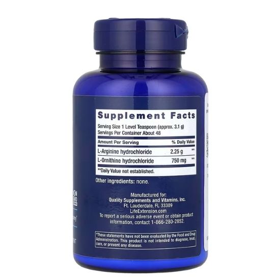 Arginine Ornithine Powder, 150g, Life Extension - Vitax.ro