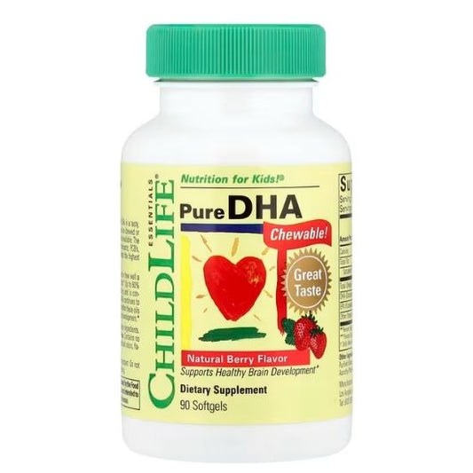 Pure DHA, Gust de Capsuni, 90 Capsule Moi Masticabile, Childlife Essentials - Vitax.ro