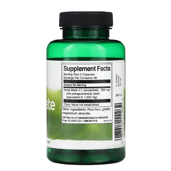 Yerba Mate, 125mg, 120 caps, Swanson - Vitax.ro