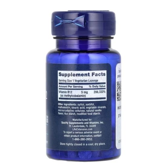 Methylcobalamin, 5mg, 60 vegetarian lozenges, Life Extension - Vitax.ro