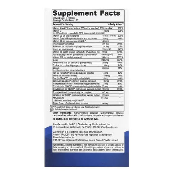 Women's Multivitamin Extra Strength, 60 tablets, Nordic  Naturals - Vitax.ro
