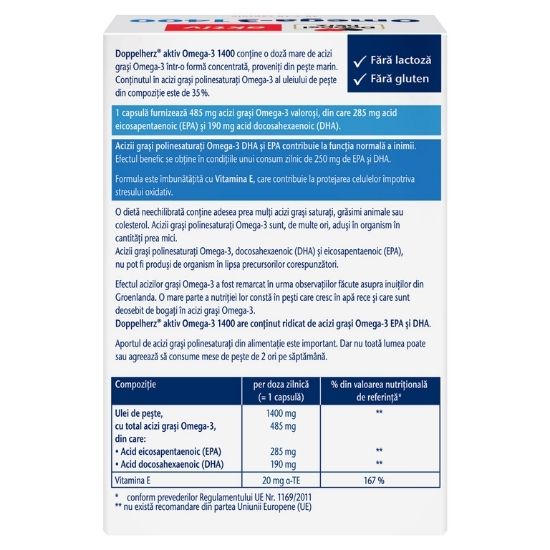 Omega-3, 1400 mg, 40 capsule, Doppelherz - Vitax.ro