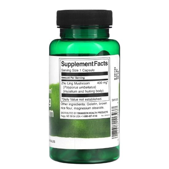 Full Spectrum Zhu Ling Mushroom, 400mg, 60 caps, Swanson - Vitax.ro