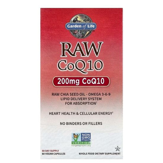 Raw CoQ10, 200mg, 60 vegan caps, Garden of Life - Vitax.ro