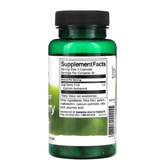 Full Spectrum Goji Berry, 500mg, 60 caps, Swanson - Vitax.ro