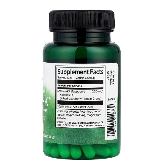 Double Strength Razberi-K, 200mg, 60 vcaps, Swanson - Vitax.ro