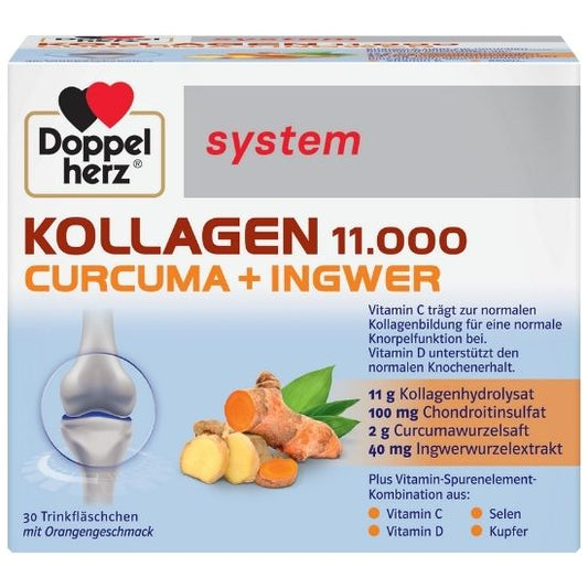 Kollagen 11.000 Curcuma + Ghimbir, 30 flacoane, Doppelherz - Vitax.ro