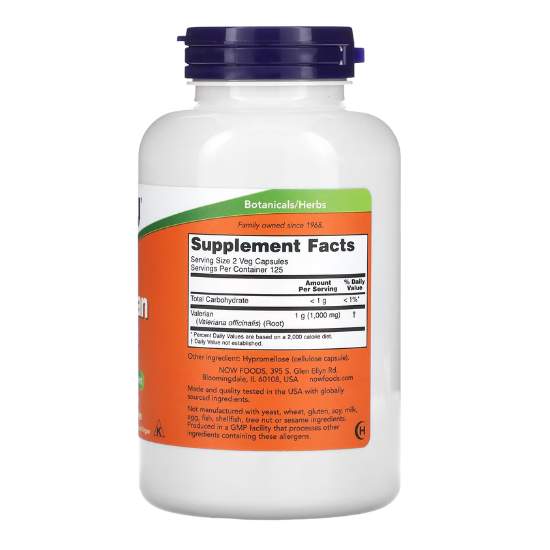 Valerian Root, 500mg, 250 vcaps, NOW Foods - Vitax.ro