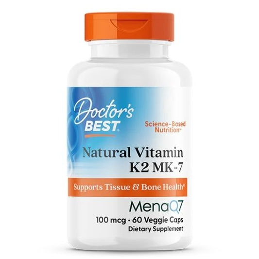 Natural Vitamin K2 MK7 with MenaQ7, 100mcg, 60 vcaps, Doctor's Best - Vitax.ro