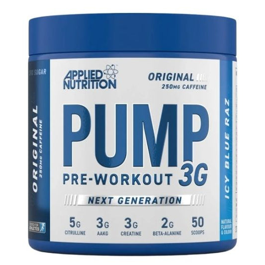 Pump 3G Pre-Workout, Icy Blue Raz, 375g, Applied Nutrition - Vitax.ro