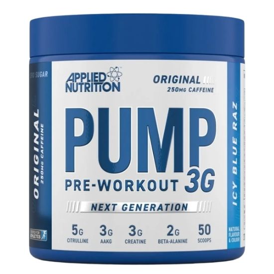 Pump 3G Pre-Workout, Icy Blue Raz, 375g, Applied Nutrition