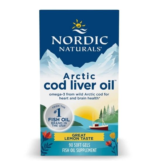 Arctic Cod Liver Oil, 750mg, Lemon, 90 softgels, Nordic Naturals - Vitax.ro